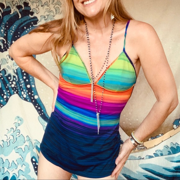 Vintage Other - Vintage rainbow swim dress. Size S